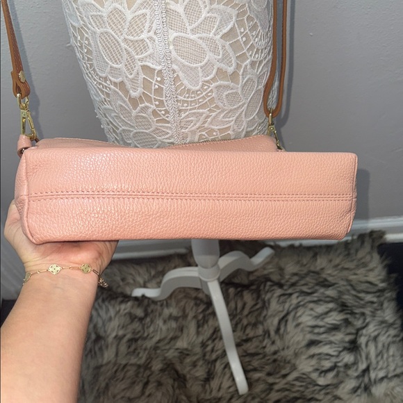 Valentina Genuine Leather Pink and Brown Crossbody Bag - Picture 8 of 10